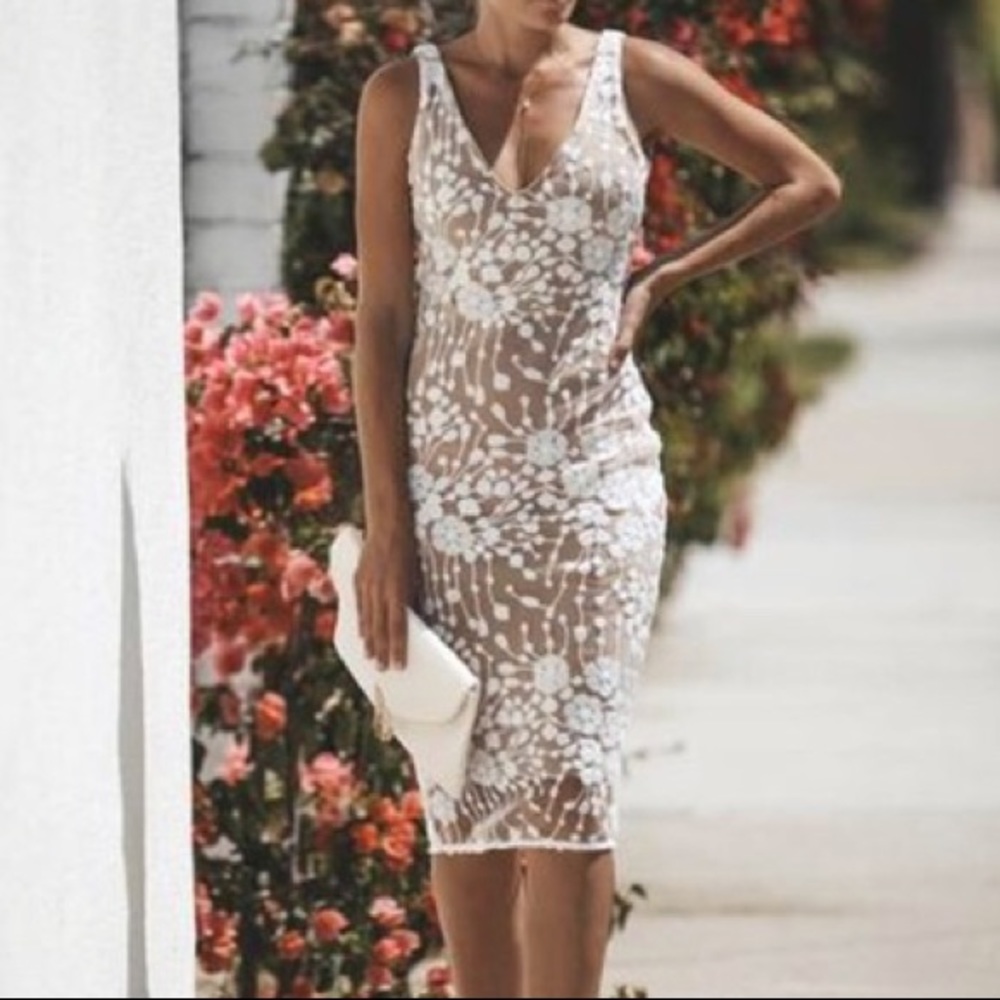 Sequin nude/white dress